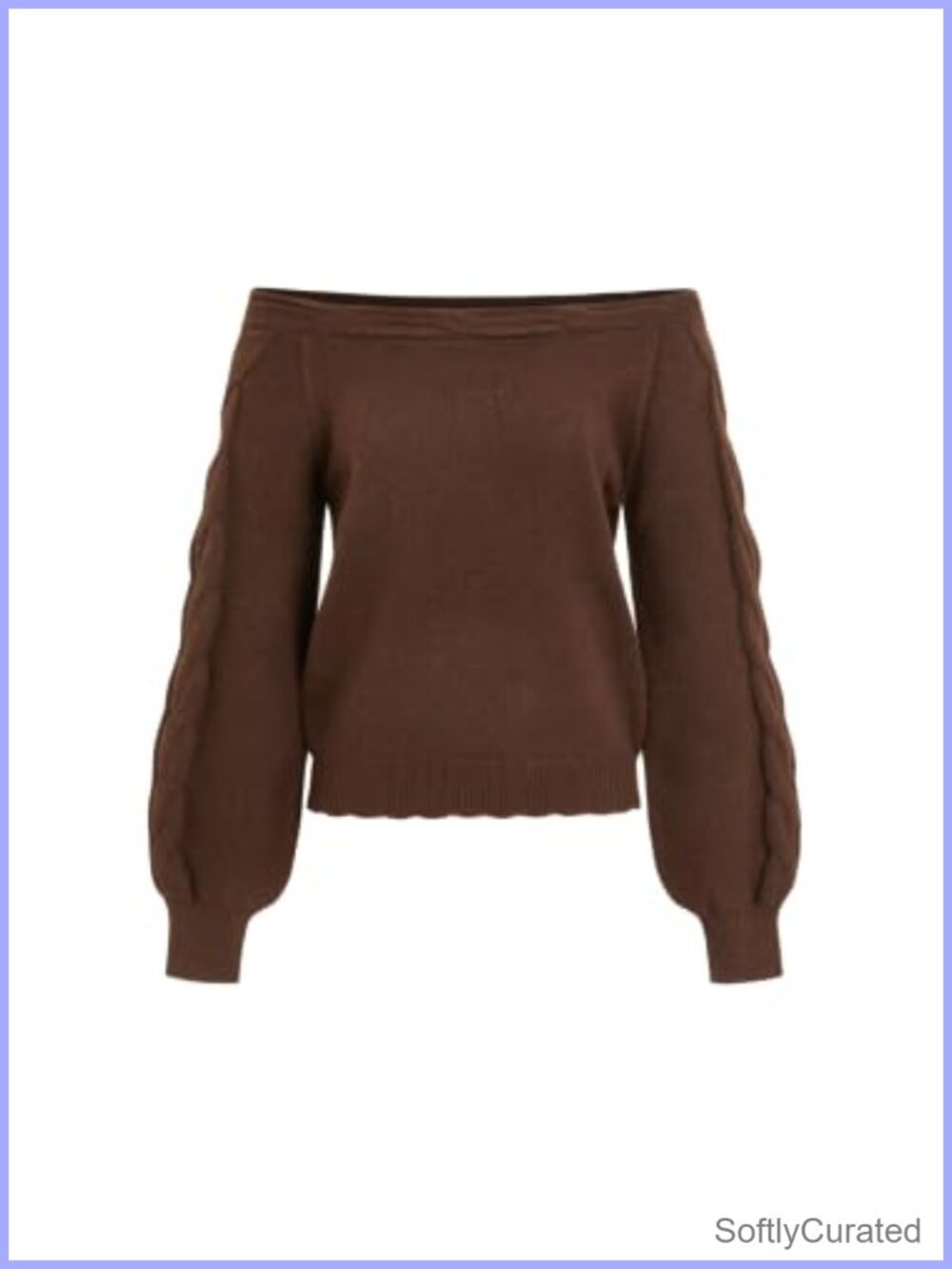 Off Shoulder Cable Knit Cropped Sweater Pullover Long Sleeve Cozy Oversized